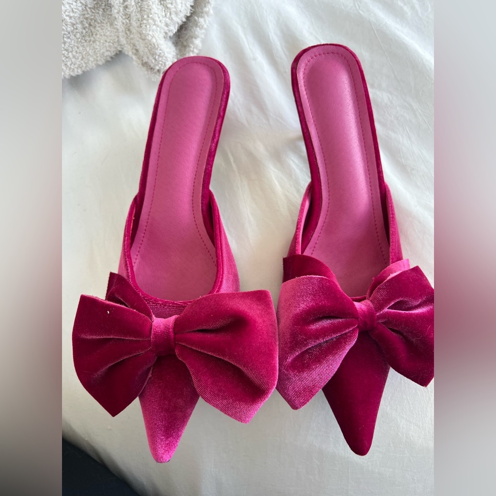 Velvet bow shoes